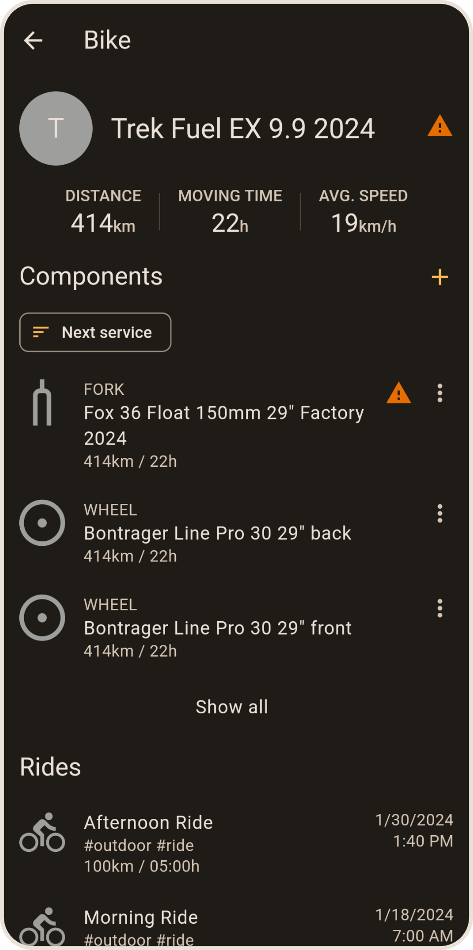 Bike detail app preview