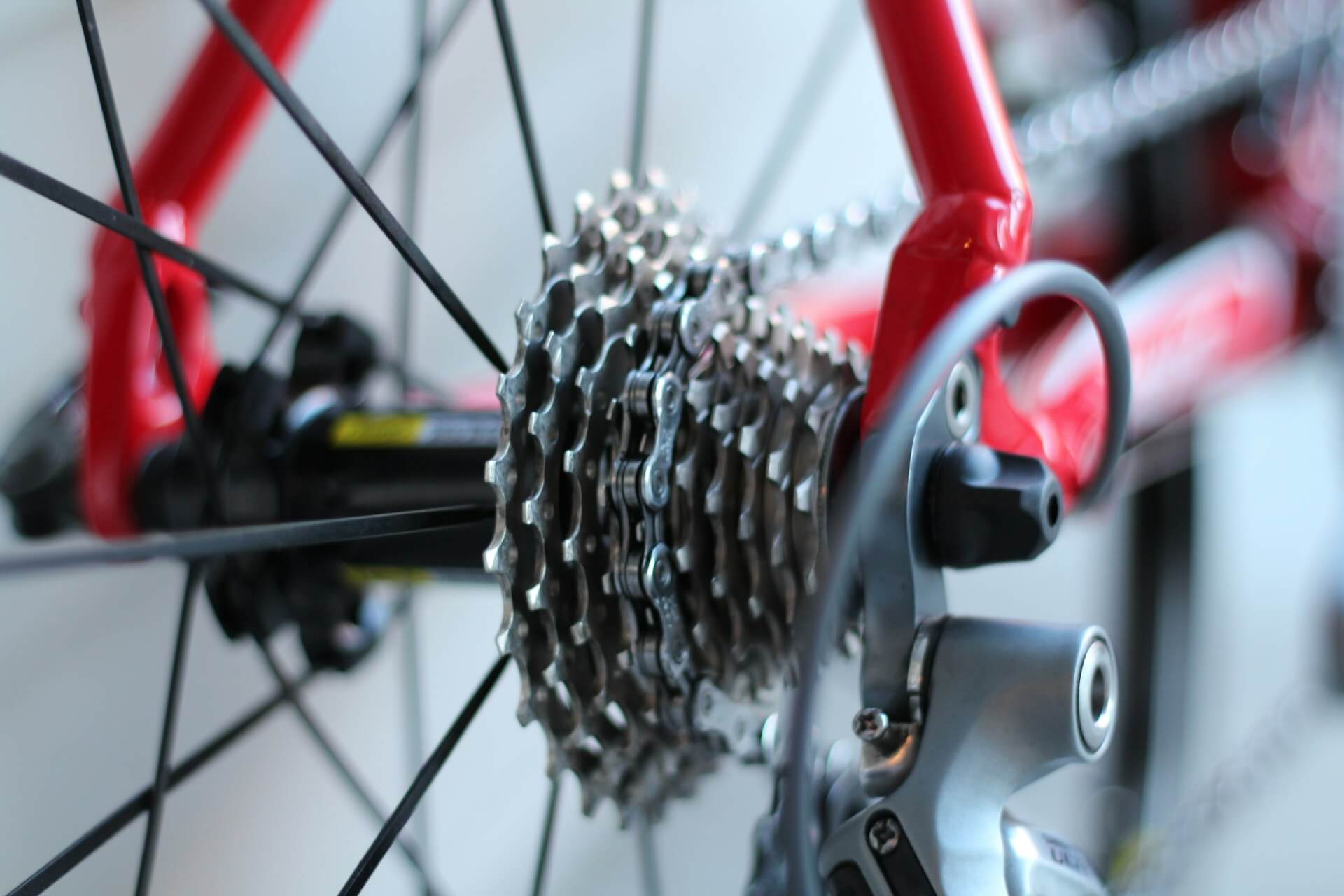 Close-up of a waxed bicycle chain, ready for a ride